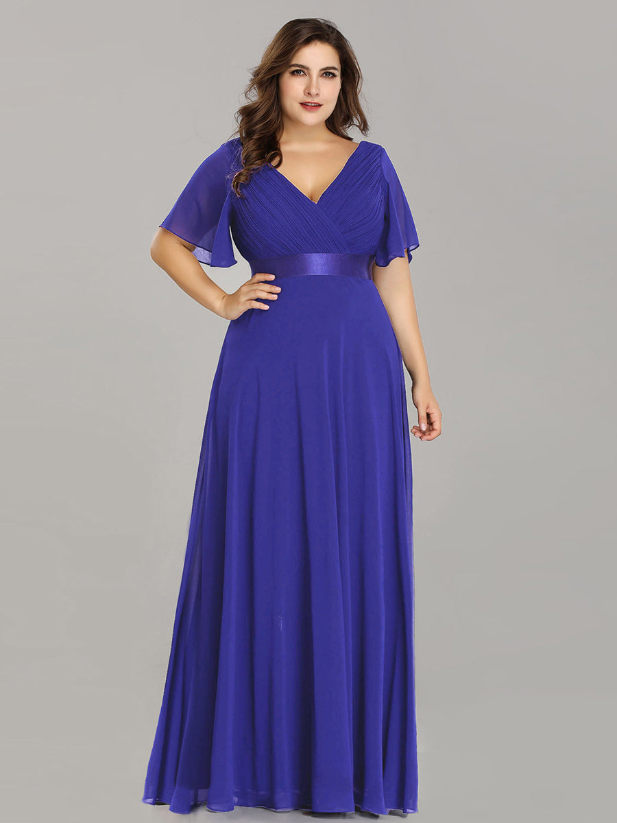 Robe de maternité en mousseline simple à manches volantées #Couleur_Bleu Saphir