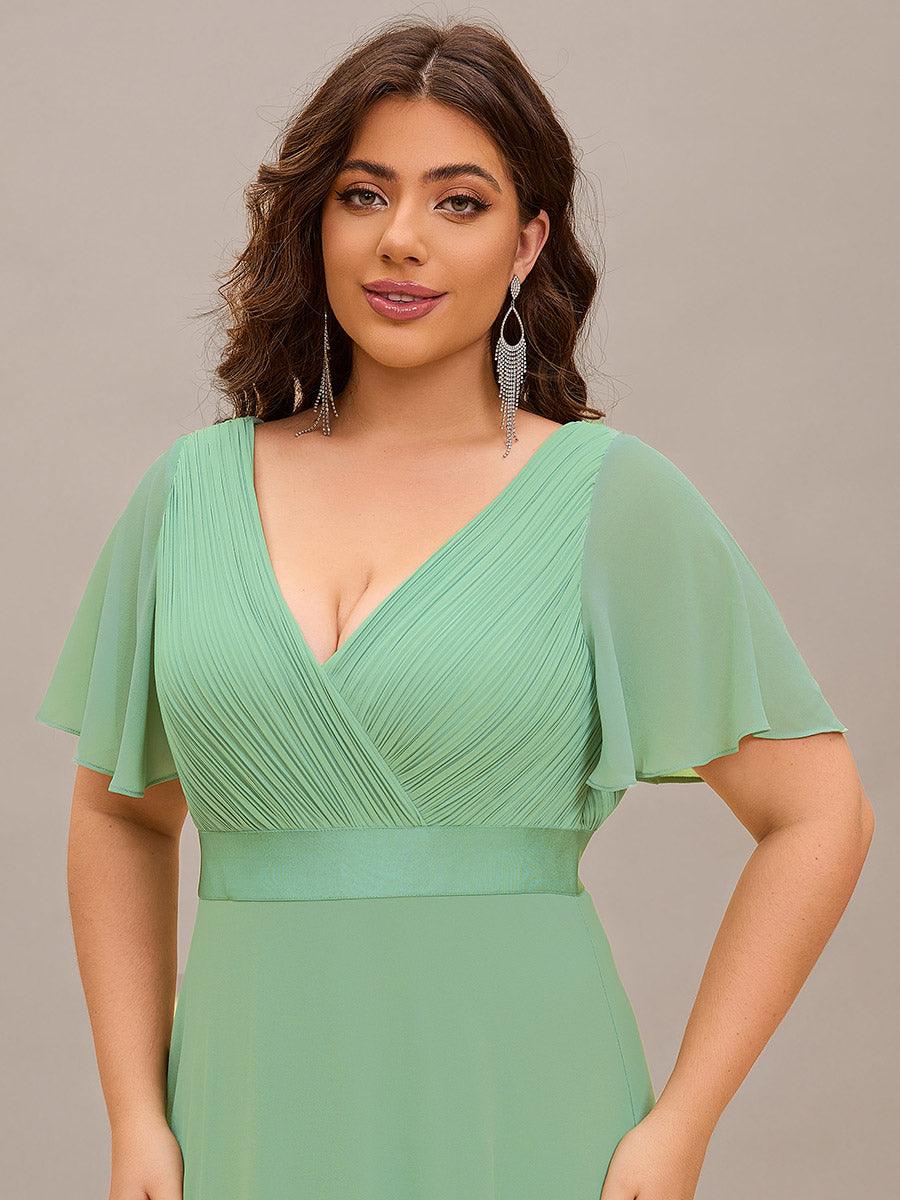 Taille personnalisée Robe de demoiselle d'honneur longue manches courtes #Couleur_Vert sauge