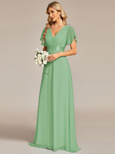 ever MONICA|Robe Demoiselle d'Honneur Longue en Mousseline à Col en V