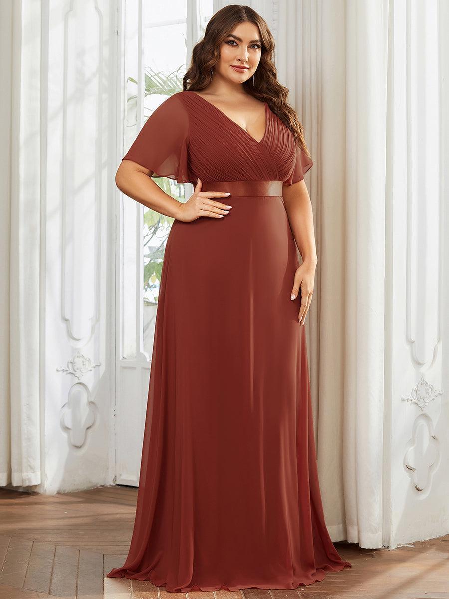 Robe mariage invitée fluide élégante en mousseline à taille haute #Couleur_Vermillon