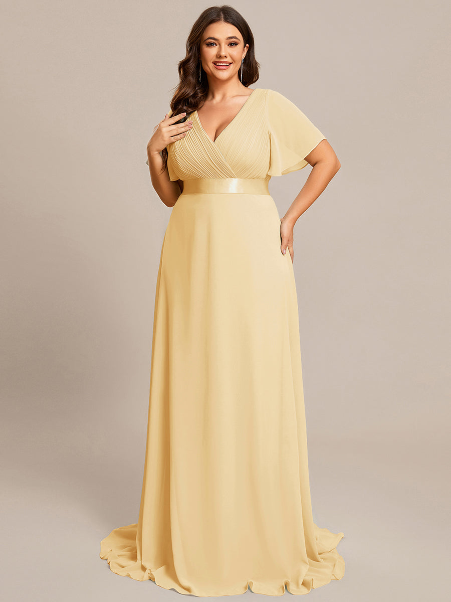 Robe de maternité en mousseline simple à manches volantées #Couleur_Jaune