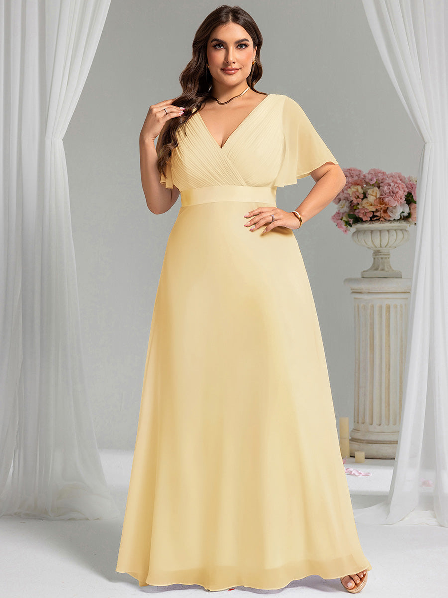 Robe de maternité en mousseline simple à manches volantées #Couleur_Jaune
