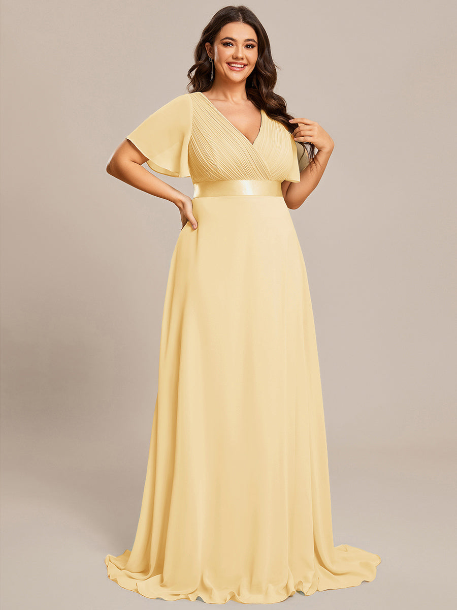 Robe de maternité en mousseline simple à manches volantées #Couleur_Jaune