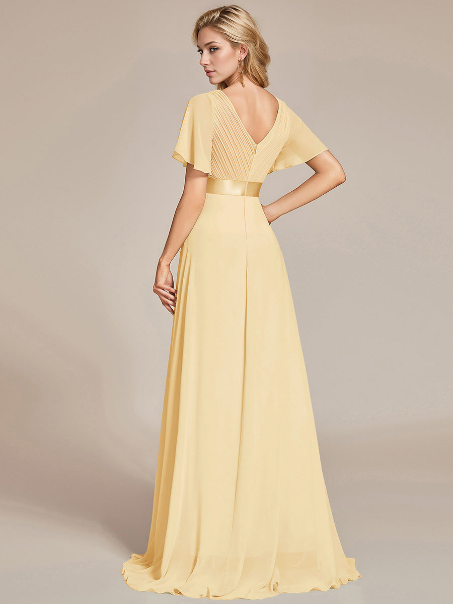 Robe de maternité en mousseline simple à manches volantées #Couleur_Jaune