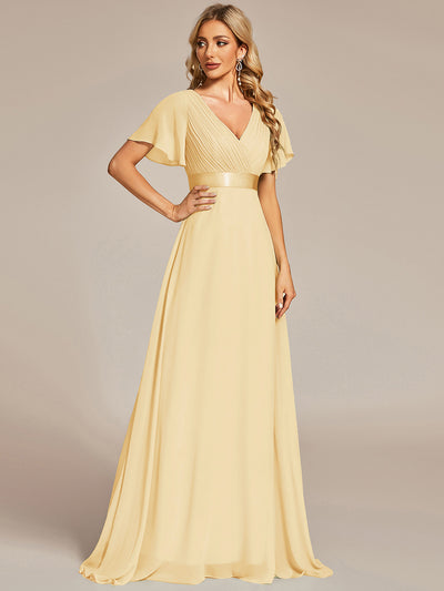 ever MONICA|Robe de soirée en mousseline fluide à manches volantées