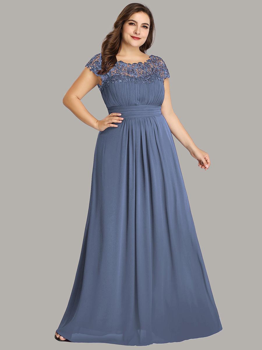 Robe de soirée élégante et flatteuse de grande taille #Couleur_Marine Fume