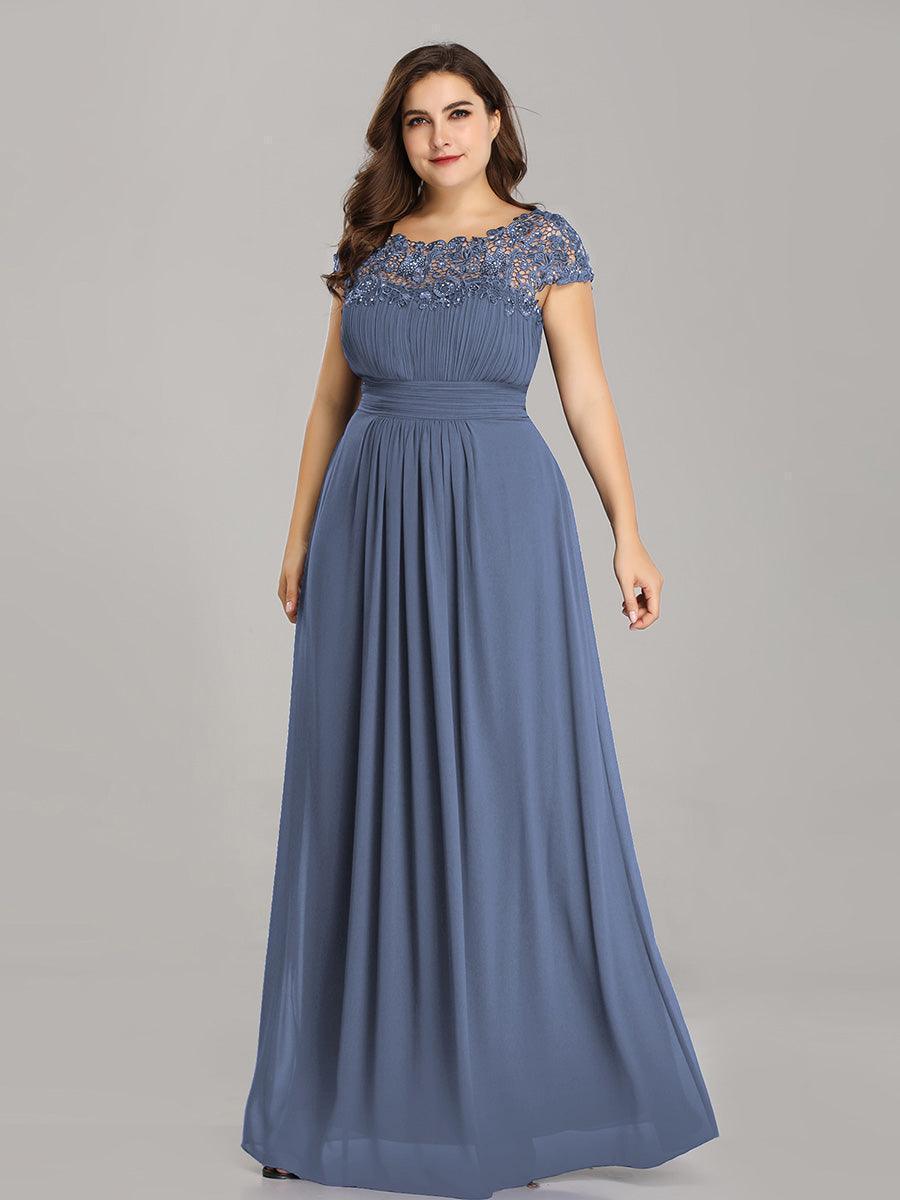 Robe de soirée élégante et flatteuse de grande taille #Couleur_Marine Fume