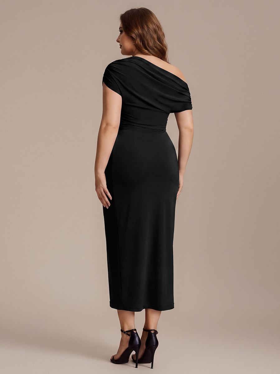 Robe midi bodycon très extensible à manches longues avec des détails élégants #Couleur_Noir