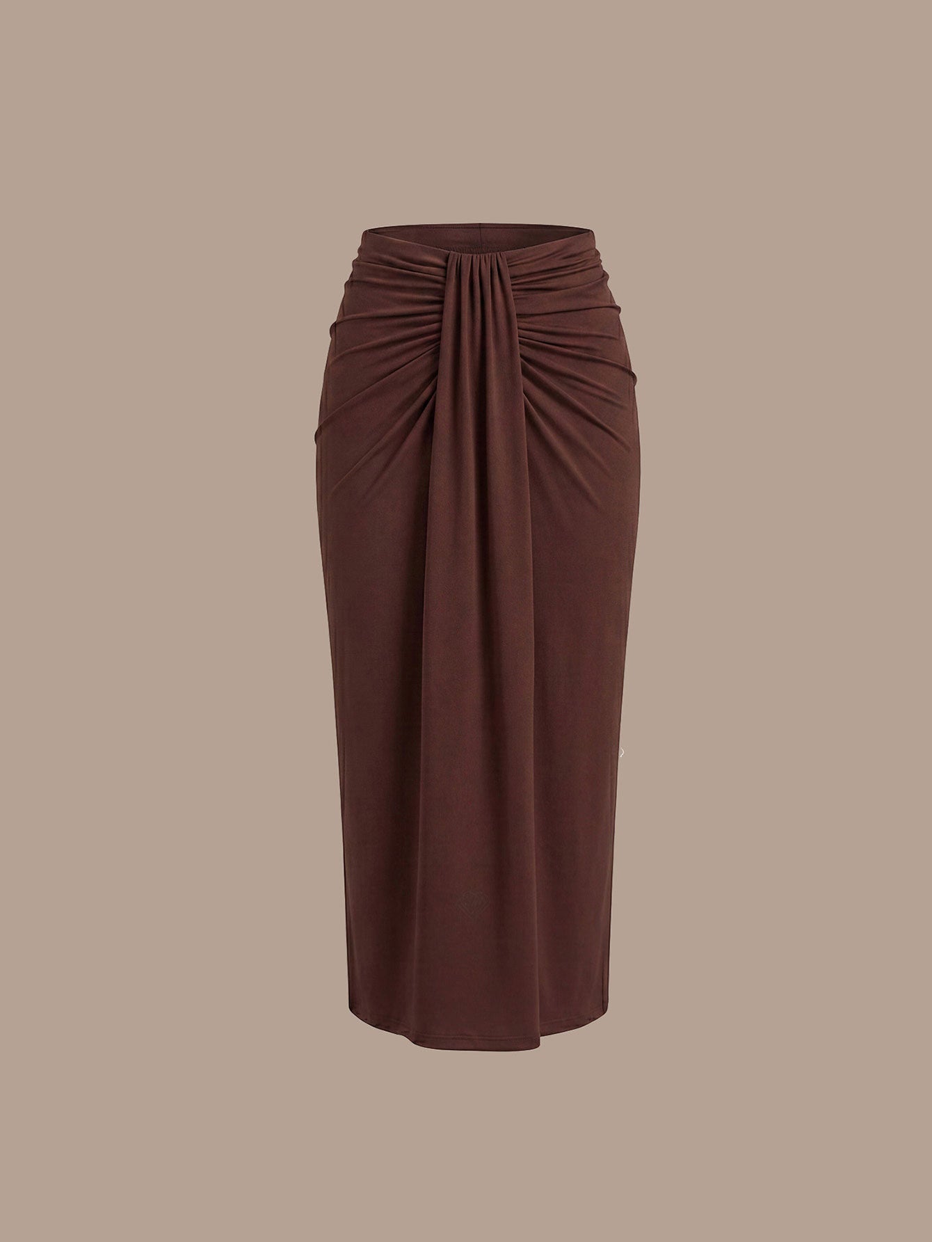 Robe midi bodycon très extensible à manches longues avec des détails élégants #Couleur_Marron chocolat