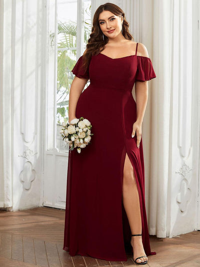 pretty REYA|Robe demoiselle d'honneur à épaules dénudées et encolure en V Grande taille fente latérale
