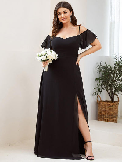 pretty REYA|Robe demoiselle d'honneur à épaules dénudées et encolure en V Grande taille fente latérale