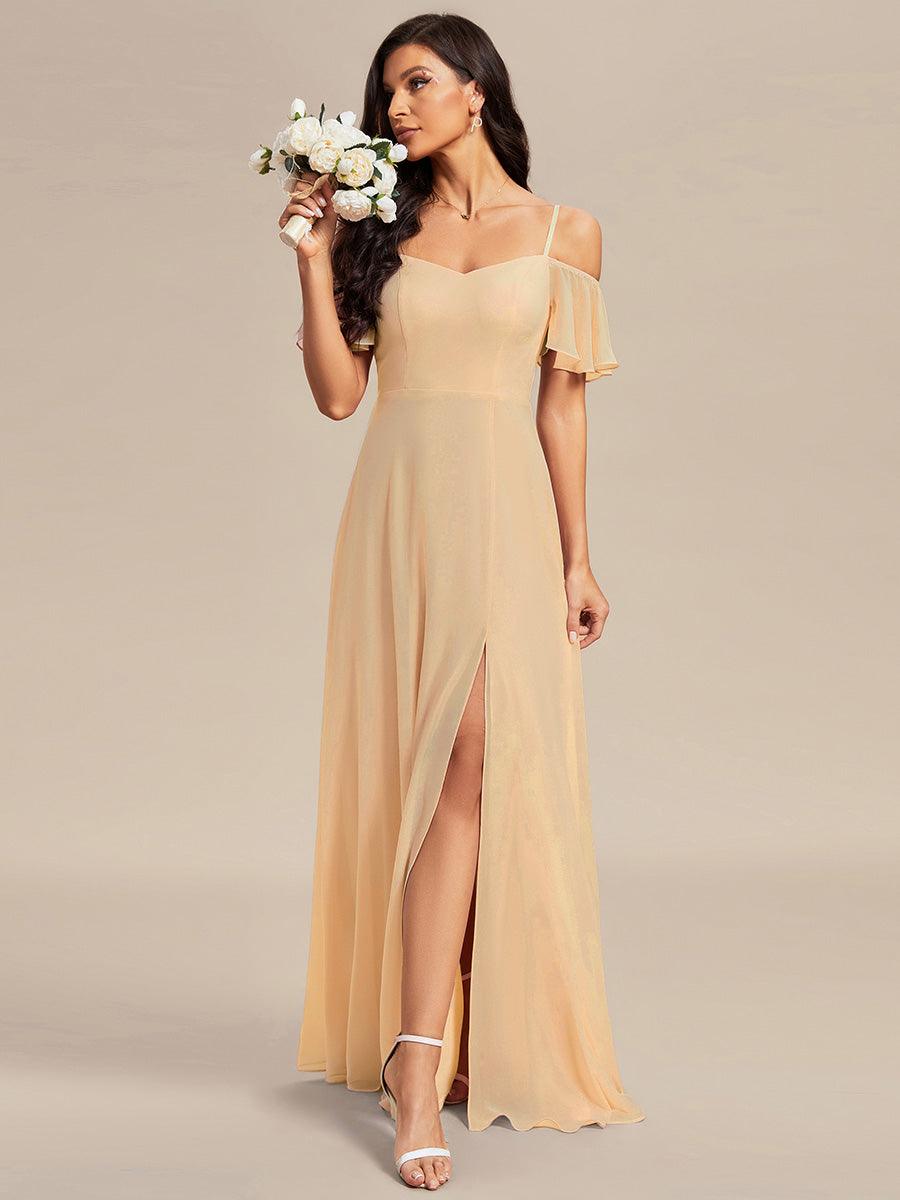 Robe Demoiselle d'Honneur sexy à épaules dénudées et à encolure en V #Couleur_Charbon