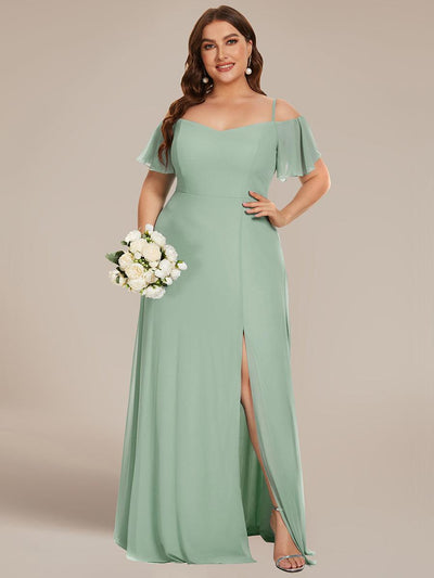 pretty REYA|Robe demoiselle d'honneur à épaules dénudées et encolure en V Grande taille fente latérale