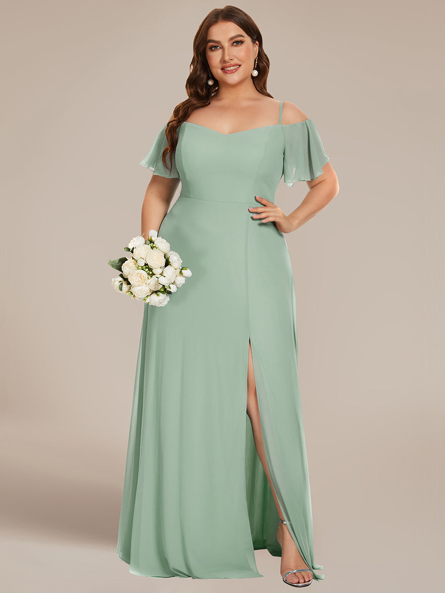 Robe Demoiselle d'Honneur sexy à épaules dénudées et à encolure en V #Couleur_Menthe Verte