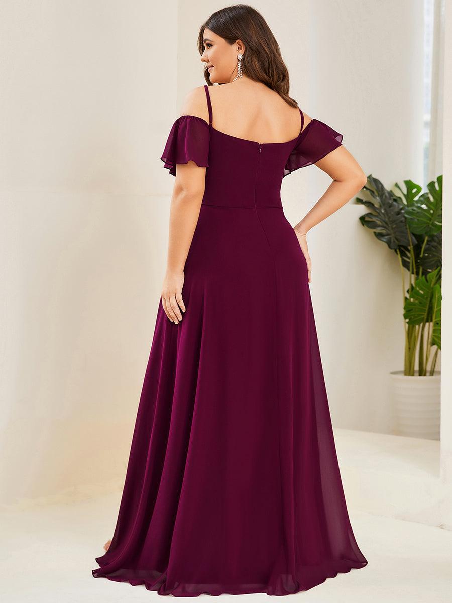 Robe Demoiselle d'Honneur sexy à épaules dénudées et à encolure en V #Couleur_Pourpre