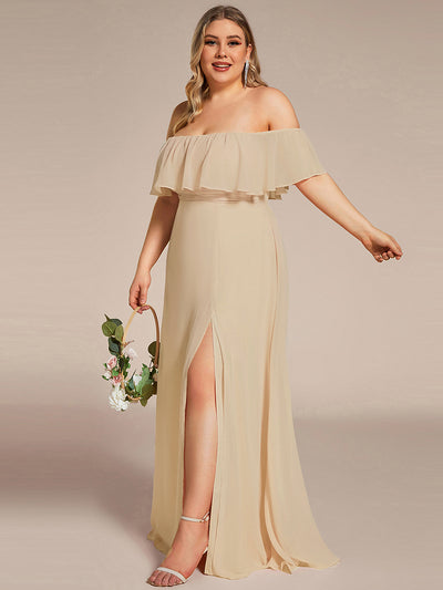ever ÉMILE|Robe de demoiselle d'honneur en mousseline à épaules dénudées et fente haute (Vente finale)