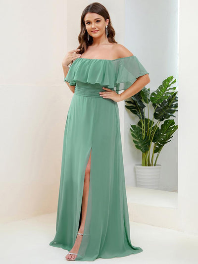 ever ÉMILE|Robe de demoiselle d'honneur en mousseline à épaules dénudées et fente haute (Vente finale)