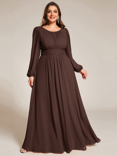 pretty CELESTE|Robe de demoiselle d'honneur plissée à manches longues transparente de grande taille