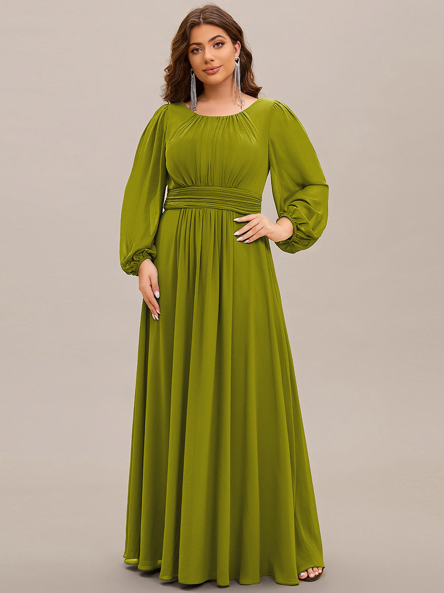 Robe demoiselle d'honneur en mousseline à taille haute Manches bouffantes #Couleur_Citron