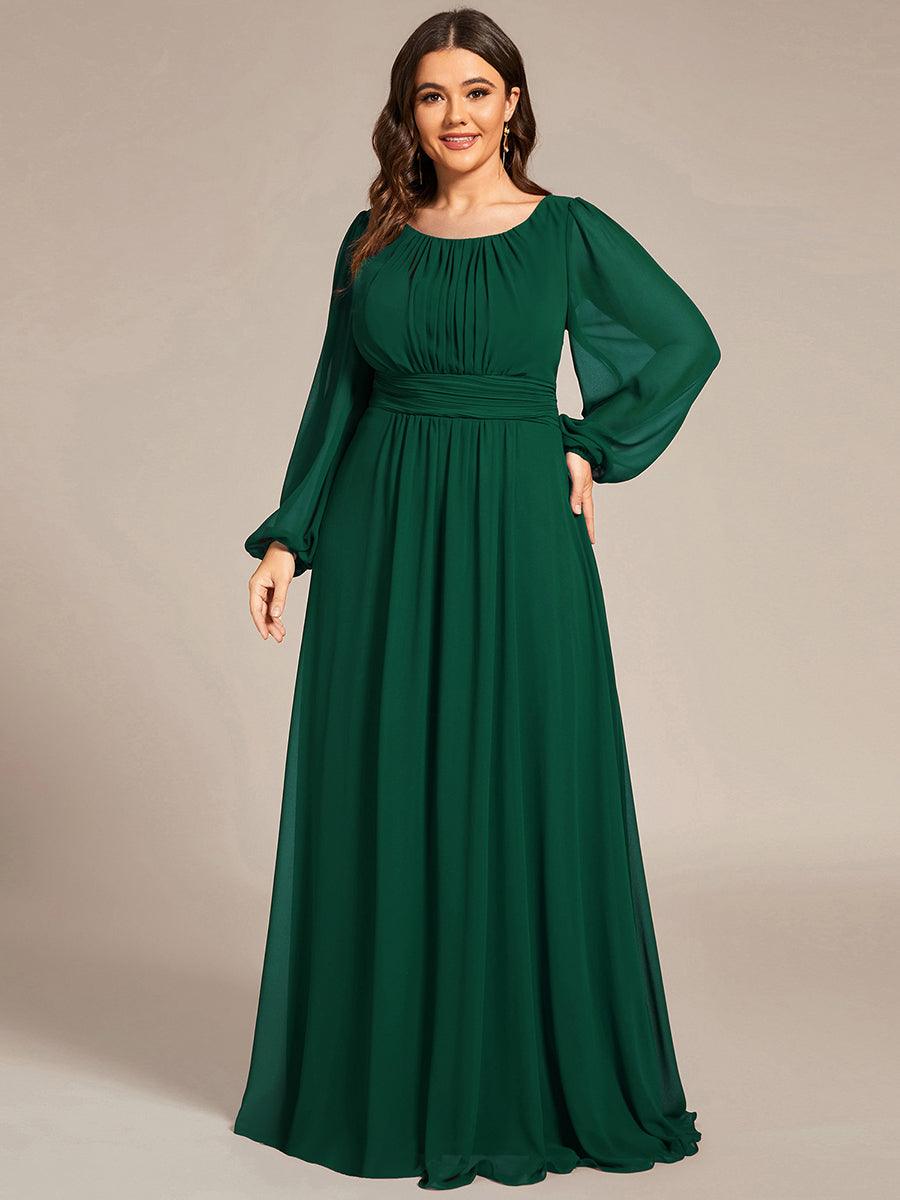 Taille personnalisée Robe demoiselle d'honneur en mousseline à taille haute Manches bouffantes #Couleur_Vert Fonce