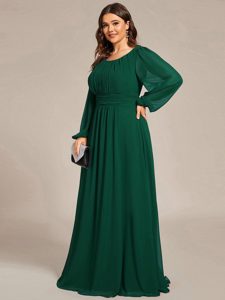 Taille personnalisée Robe demoiselle d'honneur en mousseline à taille haute Manches bouffantes #Couleur_Vert Fonce
