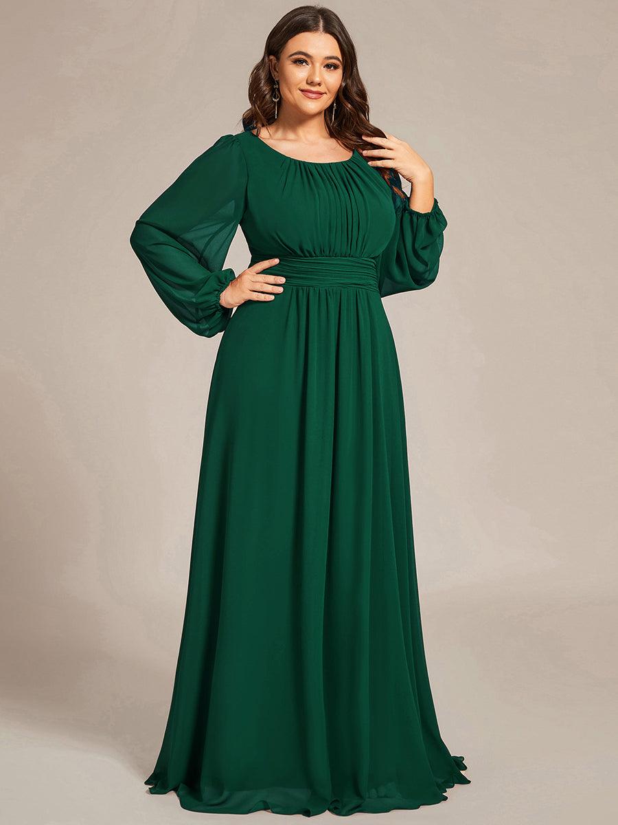 Taille personnalisée Robe demoiselle d'honneur en mousseline à taille haute Manches bouffantes #Couleur_Vert Fonce