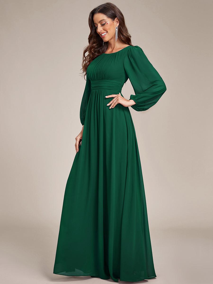 Taille personnalisée Robe demoiselle d'honneur en mousseline à taille haute Manches bouffantes #Couleur_Vert Fonce