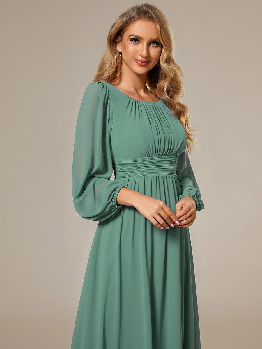 Taille personnalisée Robe demoiselle d'honneur en mousseline à taille haute Manches bouffantes #Couleur_Haricot Vert
