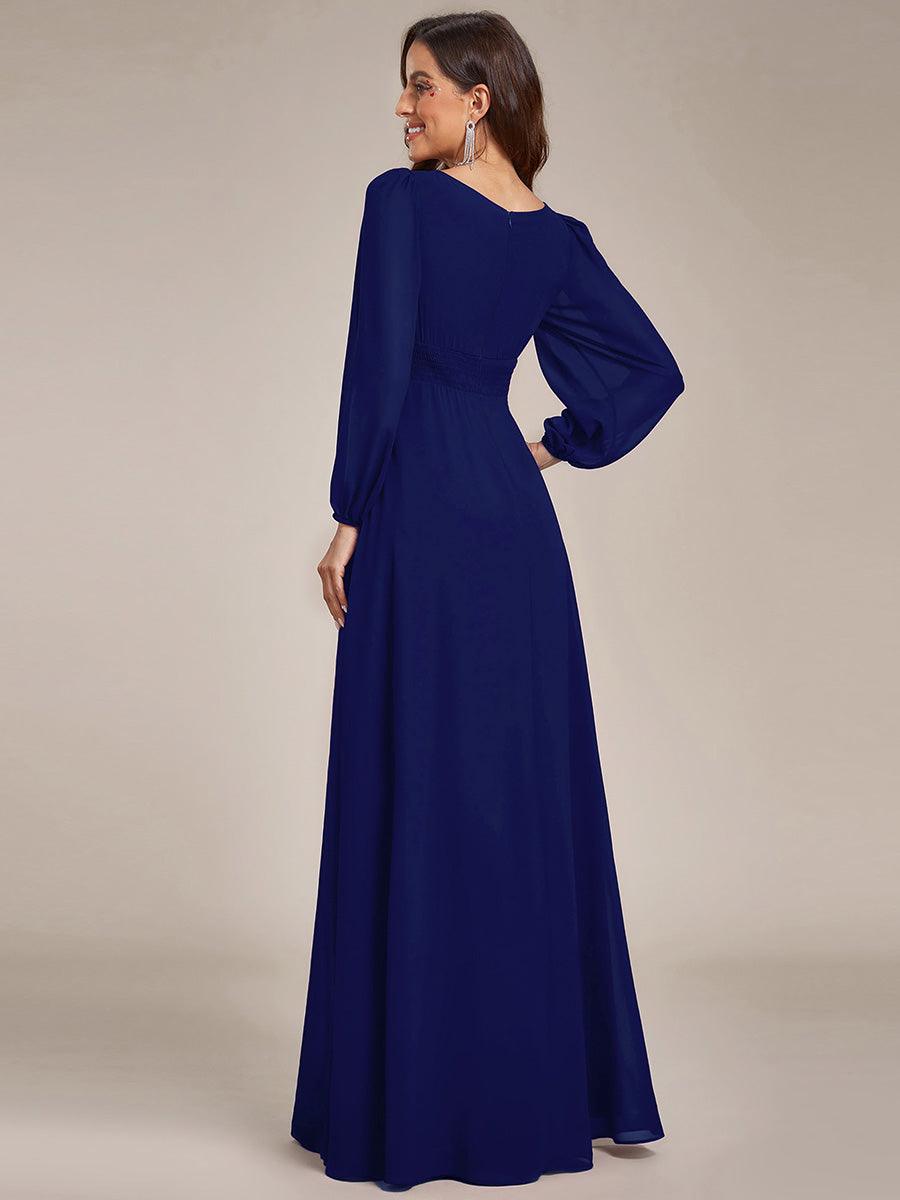 Taille personnalisée Robe demoiselle d'honneur en mousseline à taille haute Manches bouffantes #Couleur_Bleu Royal