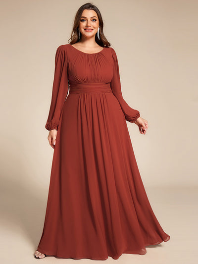 pretty CELESTE|Robe de demoiselle d'honneur plissée à manches longues transparente de grande taille