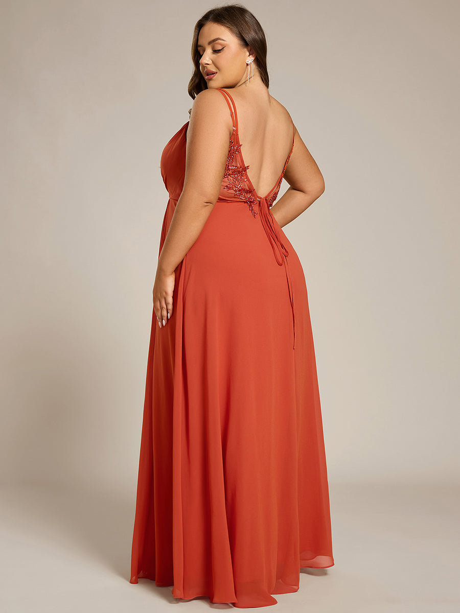 Robe demoiselle d'honneur mousseline et dentelle dos nu bretelles fines #Couleur_Burnt Orange