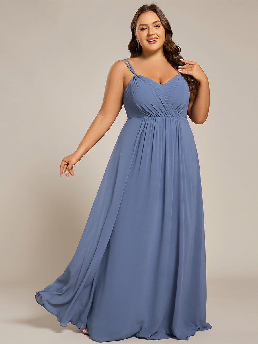 Robe demoiselle d'honneur mousseline et dentelle dos nu bretelles fines #Couleur_Marine Fume