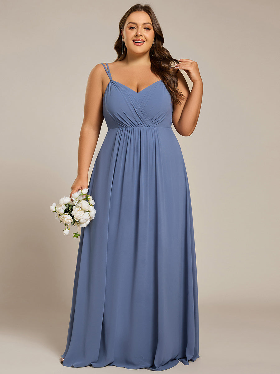 Robe demoiselle d'honneur mousseline et dentelle dos nu bretelles fines #Couleur_Marine Fume
