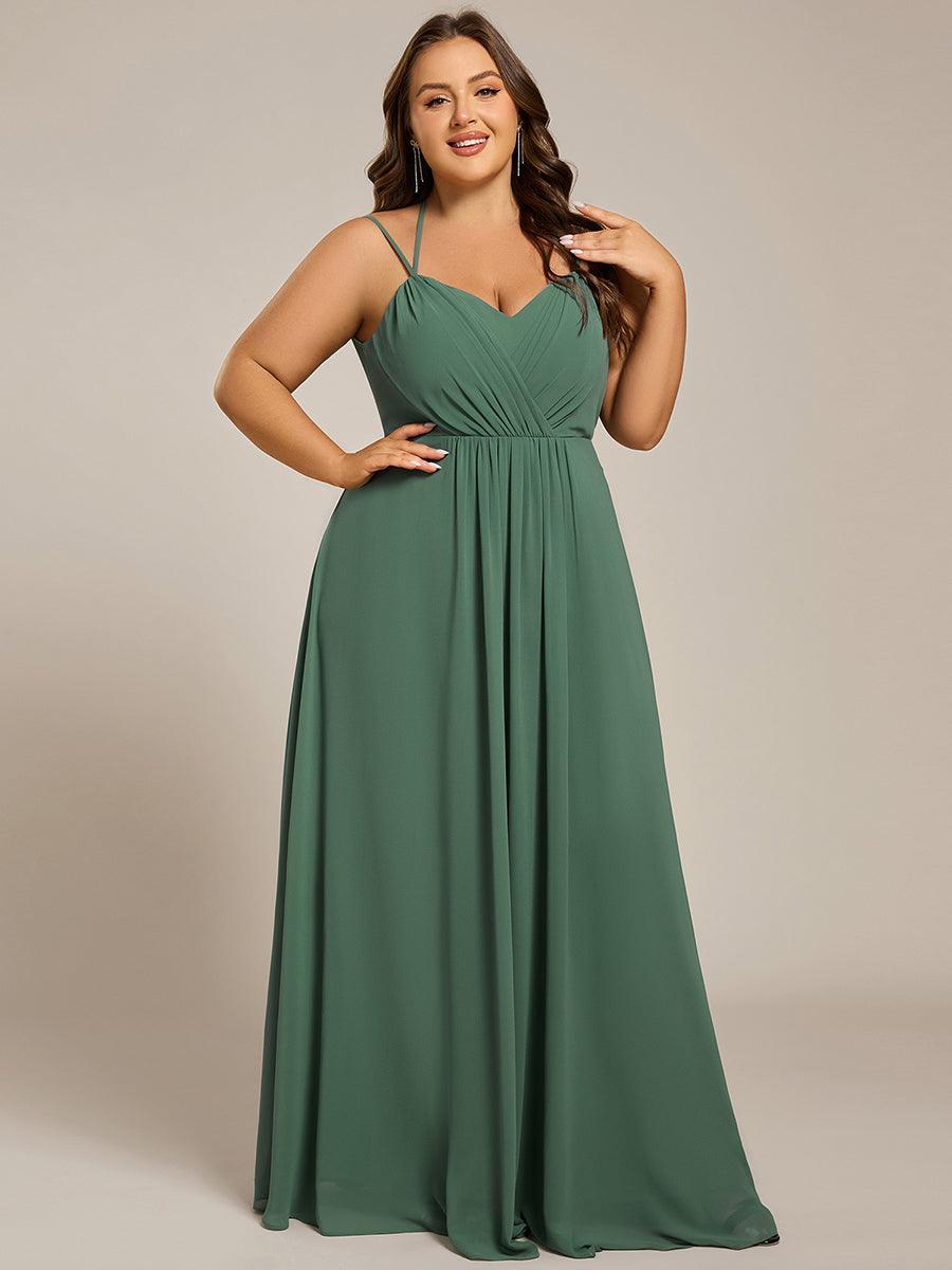 Robe demoiselle d'honneur mousseline et dentelle dos nu bretelles fines #Couleur_Eucalyptus