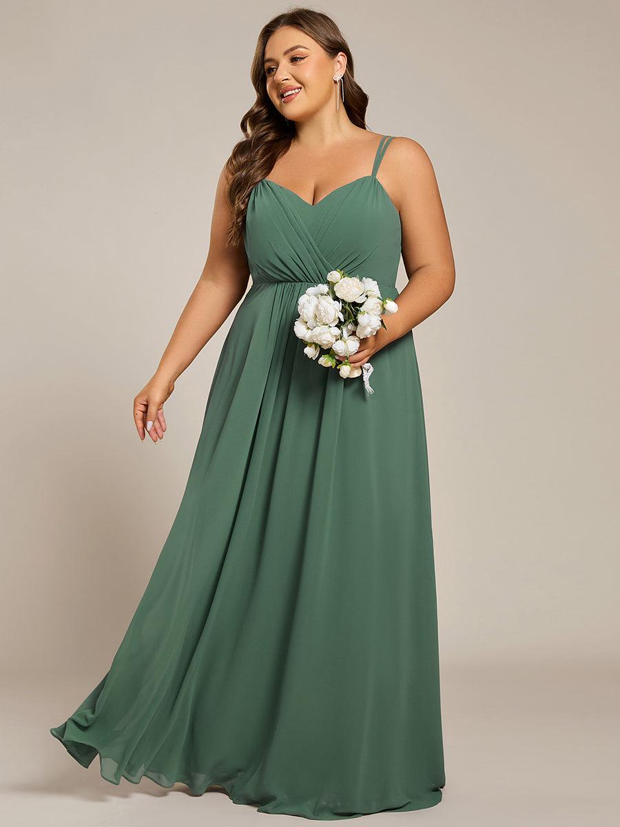 Robe demoiselle d'honneur mousseline et dentelle dos nu bretelles fines #Couleur_Eucalyptus