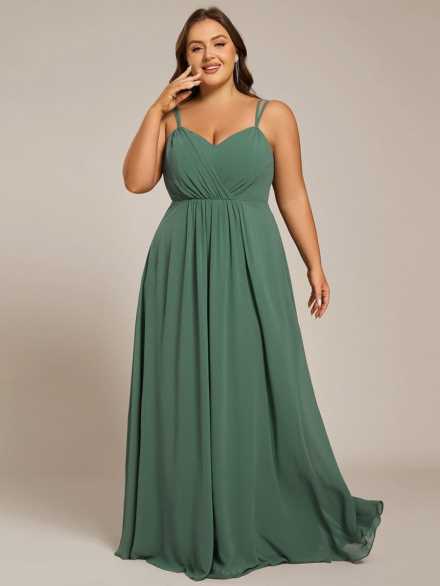 Robe demoiselle d'honneur mousseline et dentelle dos nu bretelles fines #Couleur_Eucalyptus