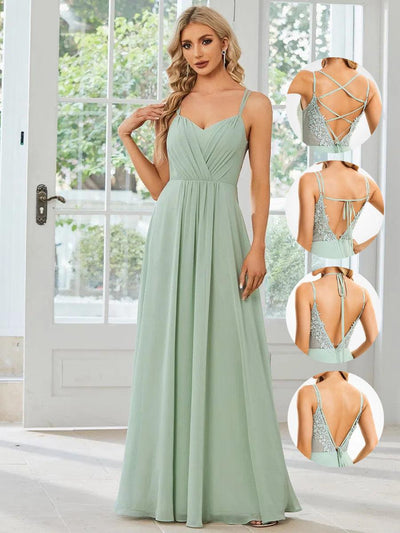 ever RUBY|Robe demoiselle d'honneur mousseline et dentelle dos nu bretelles fines