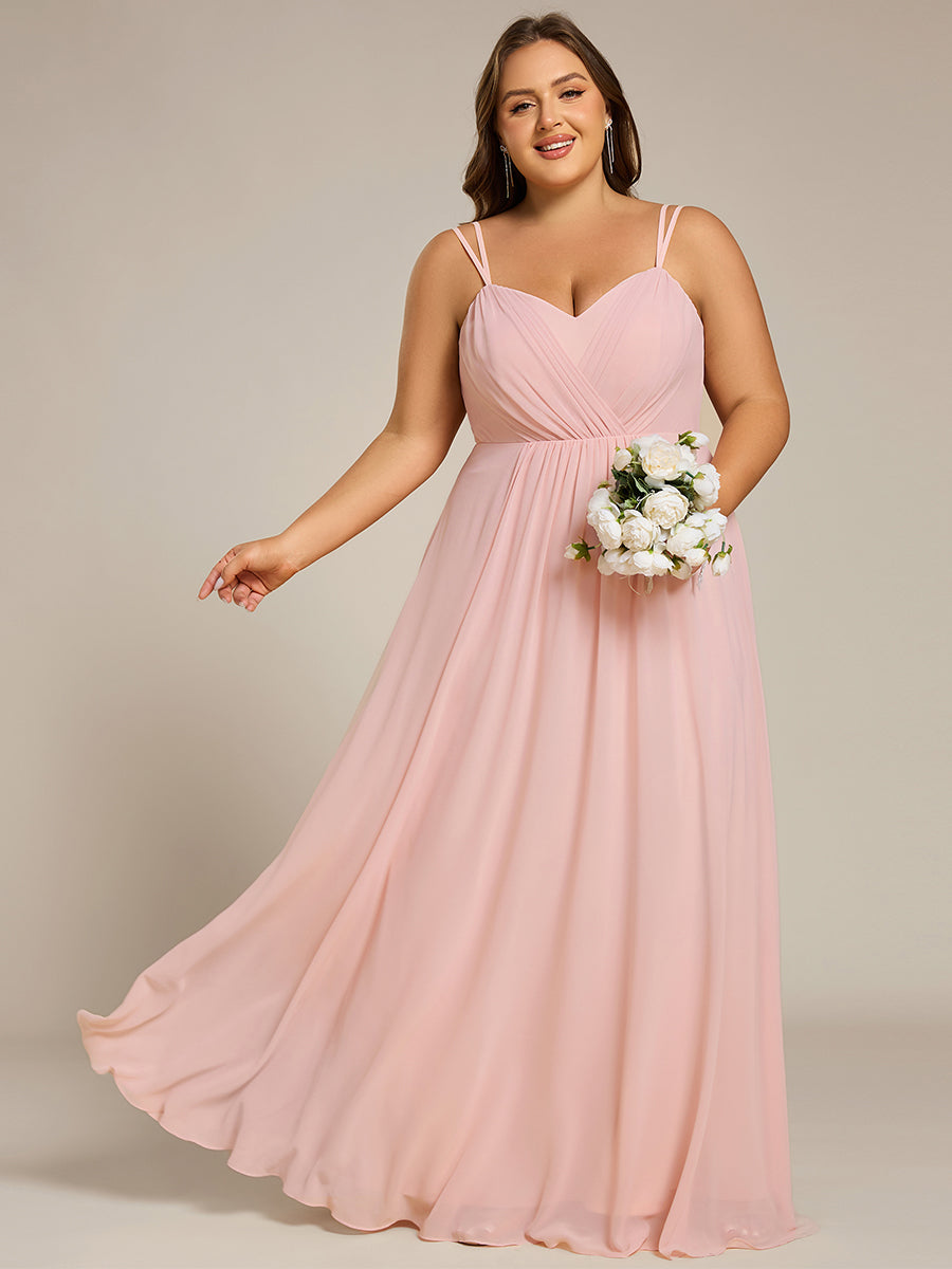 Robe demoiselle d'honneur mousseline et dentelle dos nu bretelles fines #Couleur_Rose
