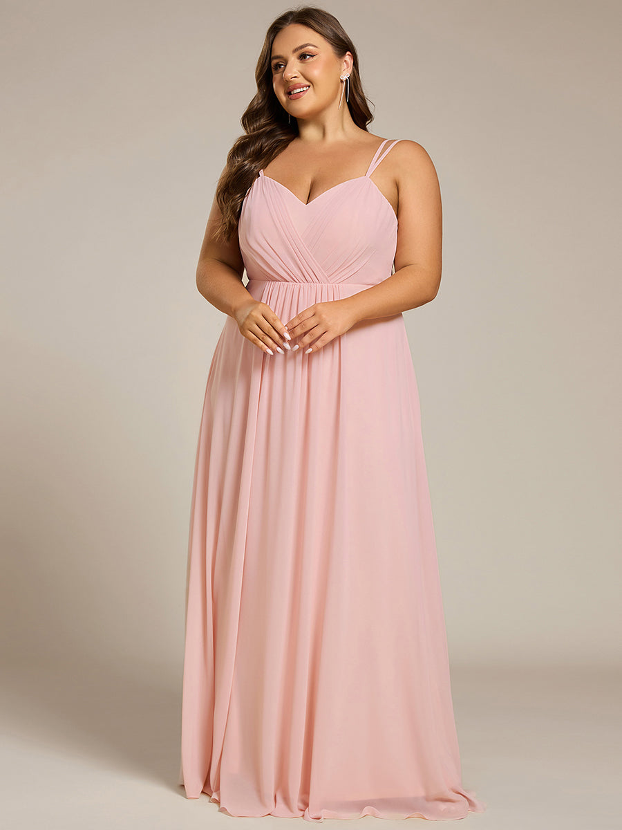 Robe demoiselle d'honneur mousseline et dentelle dos nu bretelles fines #Couleur_Rose