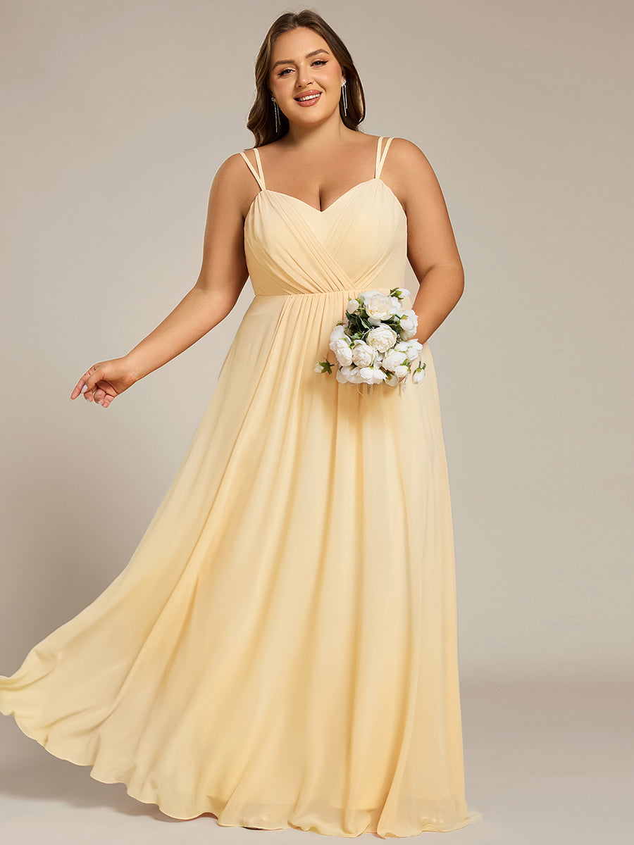 Robe demoiselle d'honneur mousseline et dentelle dos nu bretelles fines #Couleur_Jaune