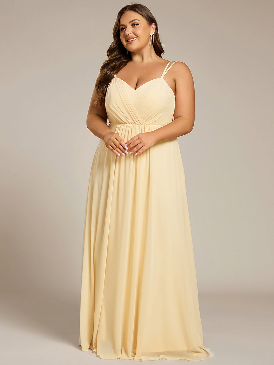 Robe demoiselle d'honneur mousseline et dentelle dos nu bretelles fines #Couleur_Jaune