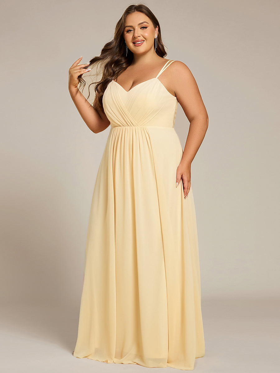 Robe demoiselle d'honneur mousseline et dentelle dos nu bretelles fines #Couleur_Jaune