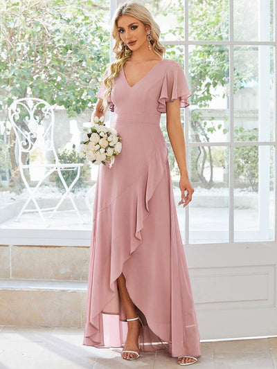 ever OREE|Robe demoiselle d'honneur Mousseline Ourlet en feuille de lotus Charmante(Vente Finale)