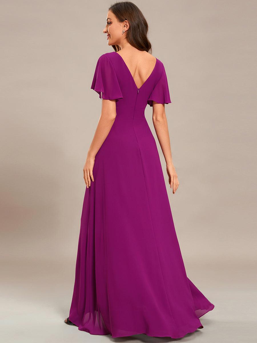 Taille personnalisée Robe demoiselle d'honneur Ourlet en feuille lotus Charmante #Couleur_Fuchsia