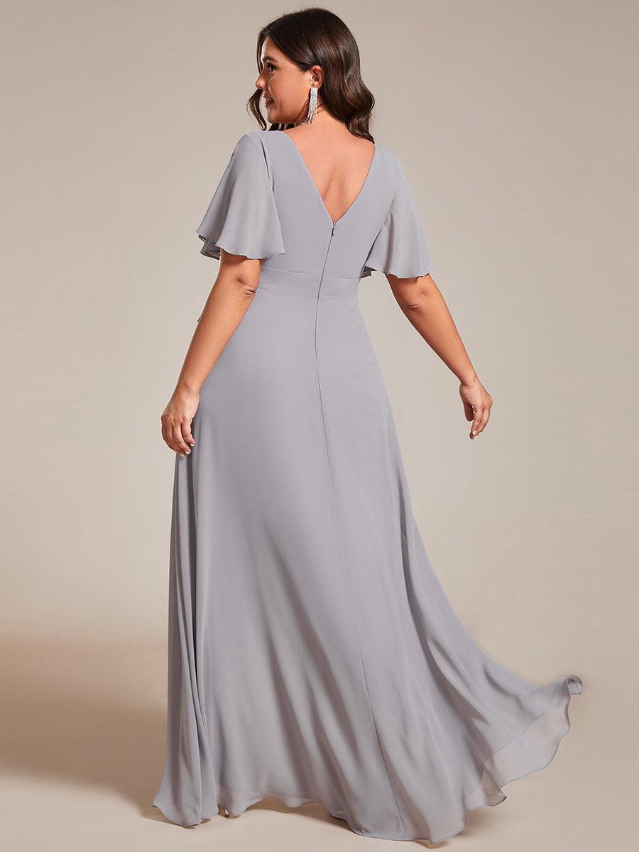 Taille personnalisée Robe demoiselle d'honneur Ourlet en feuille lotus Charmante #Couleur_Gris