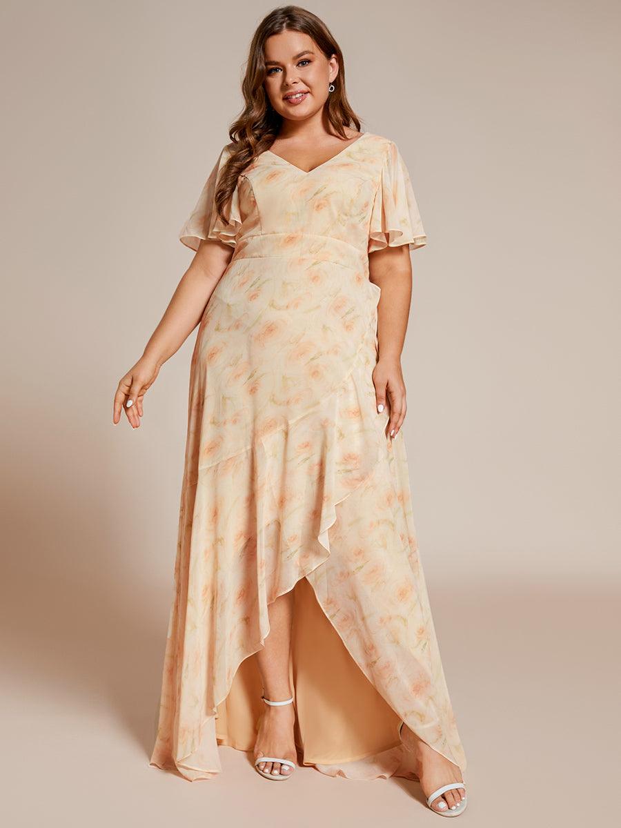 Taille personnalisée Robe demoiselle d'honneur Ourlet en feuille lotus Charmante #Couleur_Roses Dorées