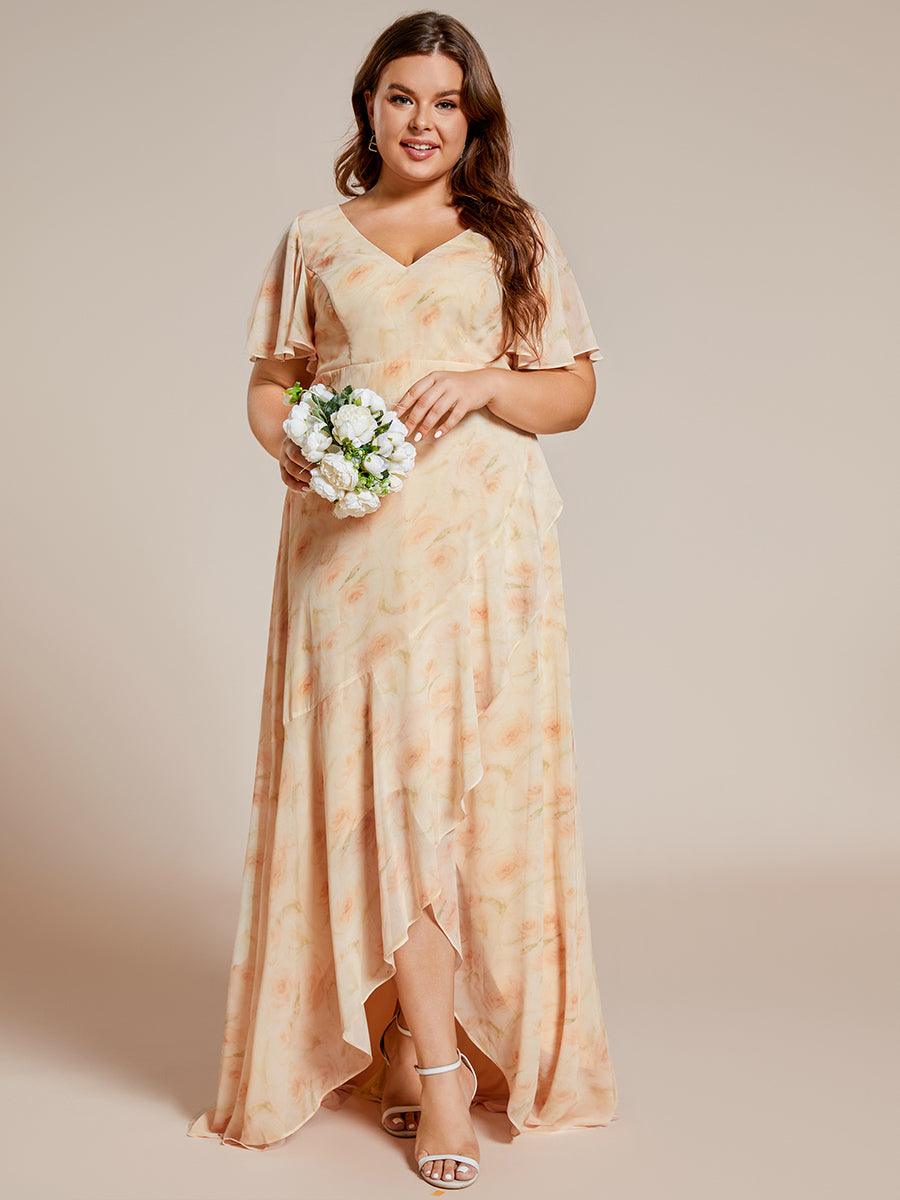 Taille personnalisée Robe demoiselle d'honneur Ourlet en feuille lotus Charmante #Couleur_Roses Dorées