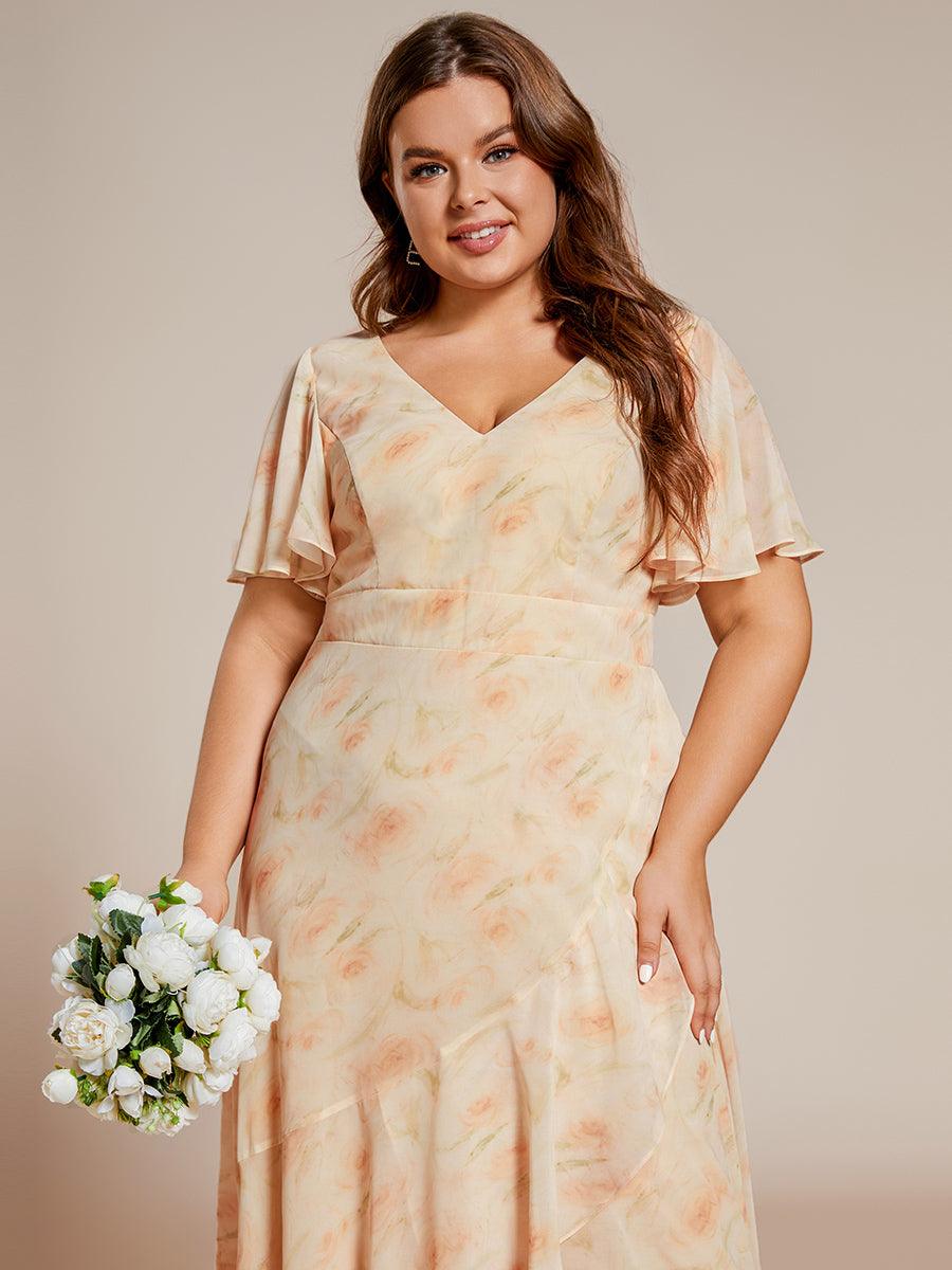 Taille personnalisée Robe demoiselle d'honneur Ourlet en feuille lotus Charmante #Couleur_Roses Dorées
