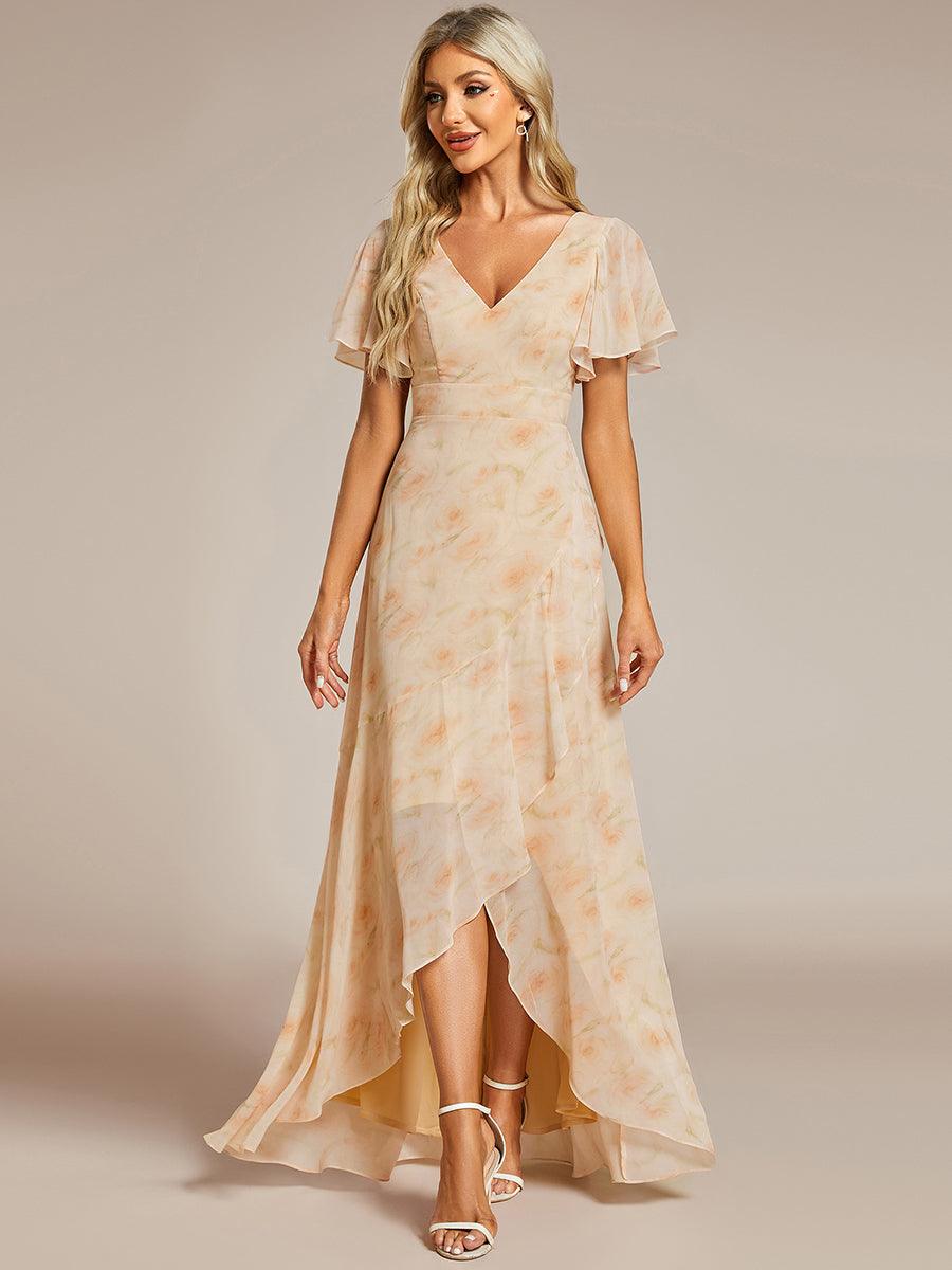 Taille personnalisée Robe demoiselle d'honneur Ourlet en feuille lotus Charmante #Couleur_Roses Dorées