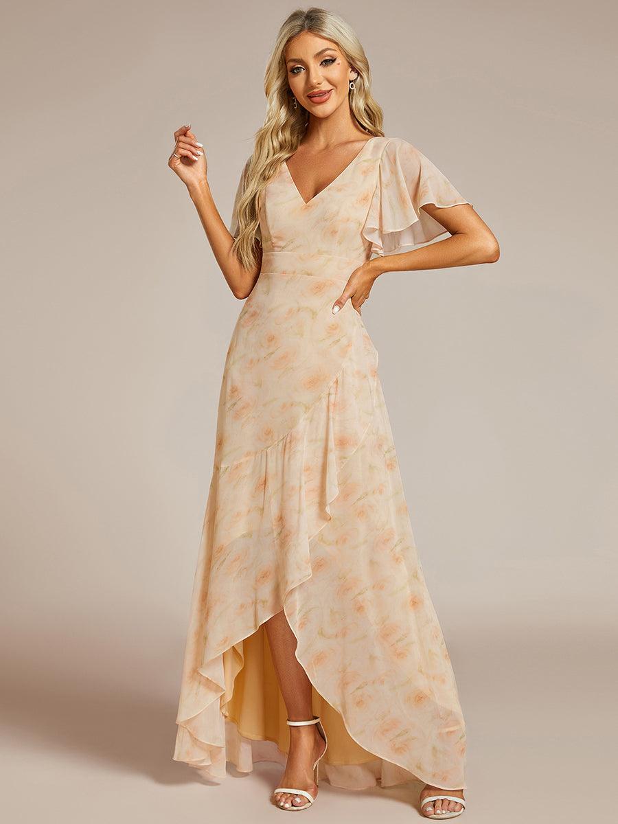 Taille personnalisée Robe demoiselle d'honneur Ourlet en feuille lotus Charmante #Couleur_Roses Dorées